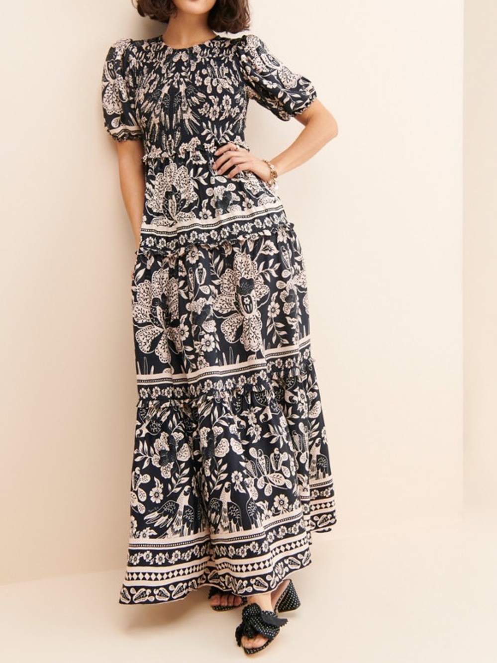 Farm Rio Graphic Floral Maxi Dress Size L